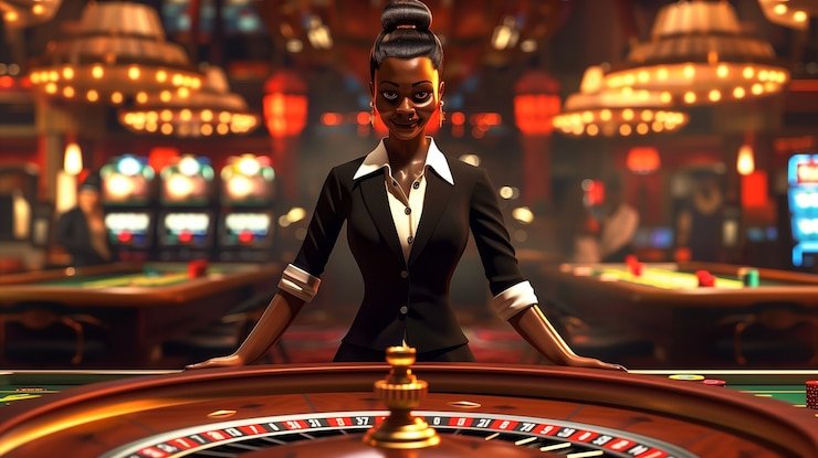 Suasana permainan live casino dengan dealer profesional di studio kasino nyata